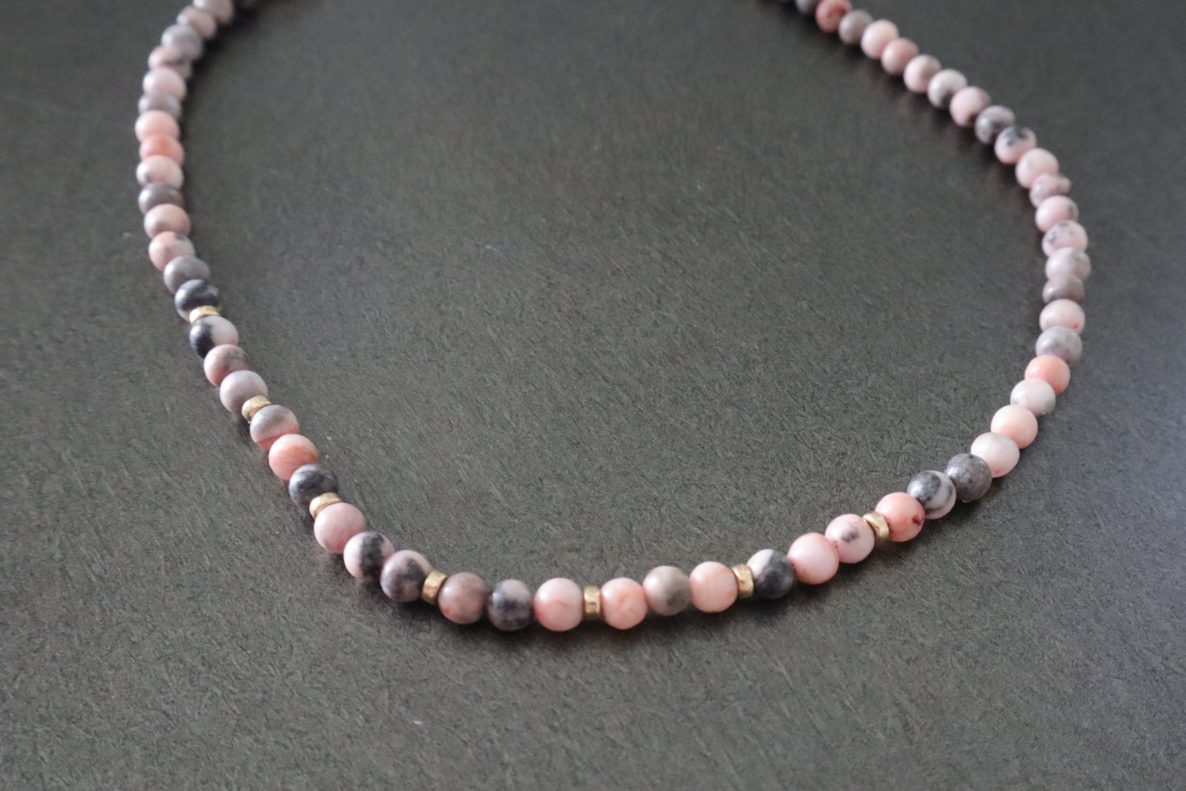 Pink Zebra Jasper with Gold